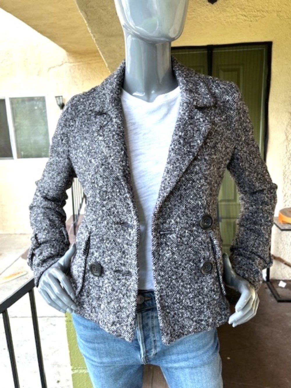 GERARD DAREL Cropped Wool Tweed Double-Breasted Jacket EUC/FR 38=US: 6